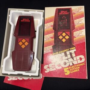 Vtg 1980's SPLIT SECOND Handheld Electronic Video Game Parker Bros in Orig Box
